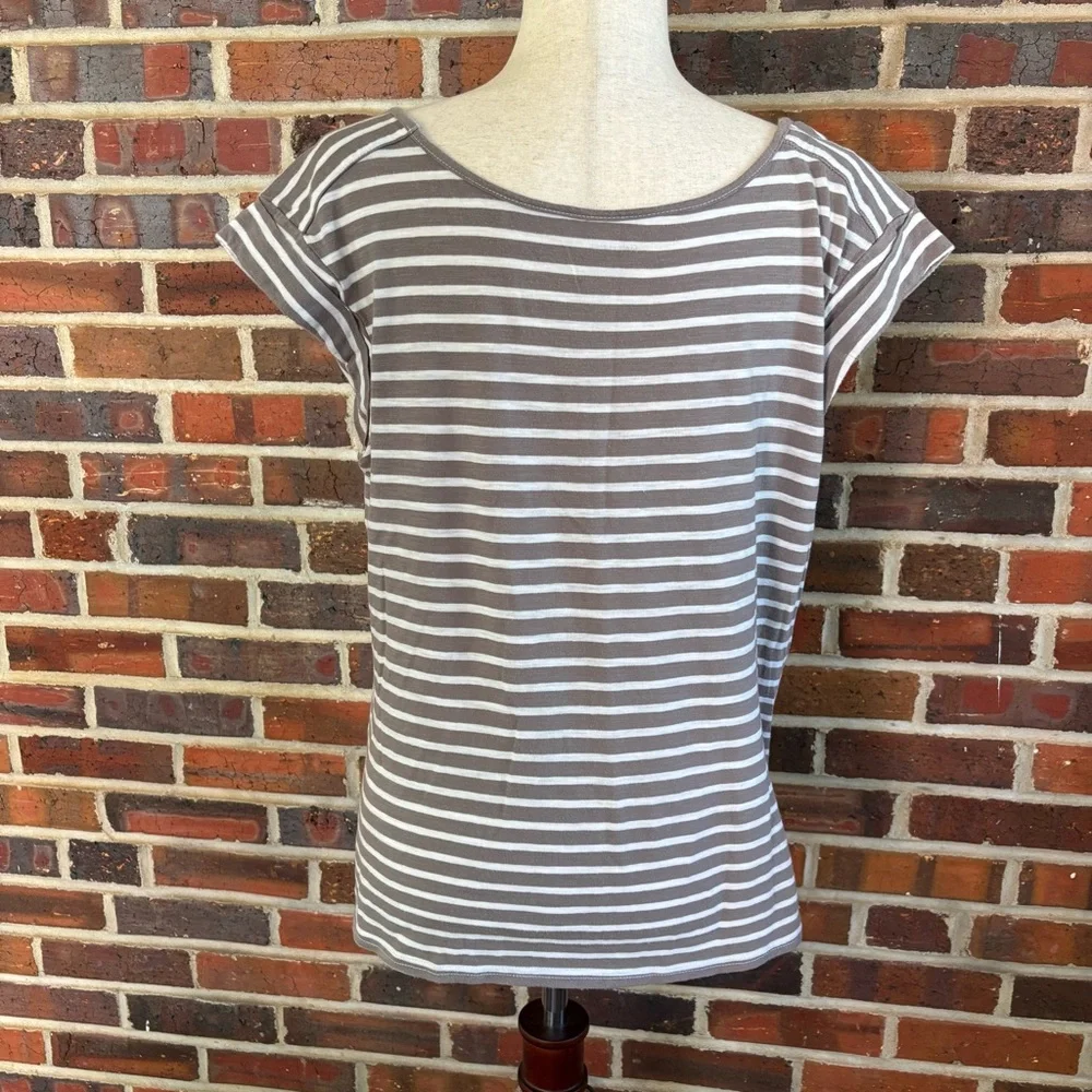 Garnet Hill 100% Cotton Cap Sleeve Striped Top Womens Large - Picture 4 of 6